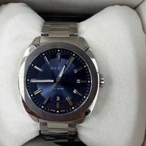 Authentic GUCCI GG2570 Swiss Blue Dial Stainless Steel Men's Watch YA142303